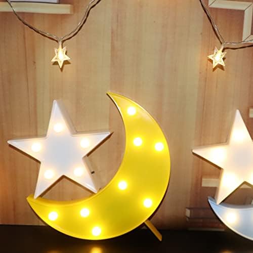 Qiaofei Декоративна месечина-starвезда ноќна светлина, симпатична LED расадник ноќна ламба подарок-маркин знак на месечина за