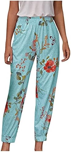 Miashui се потети Харлан дома еластична отворена печатена панталони Панталони цвет обични женски панталони удобни обични панталони жени