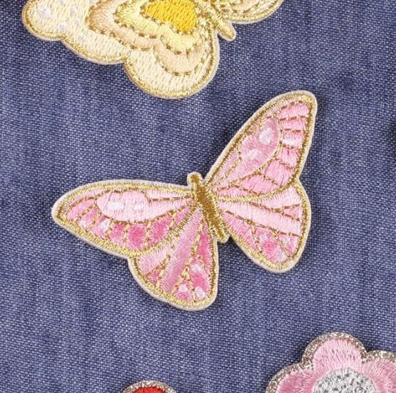 4 парчиња пеперутка лепенка везено железо на шиење на апликација за зачеки за поправка на пеперутка занаети DIY лепенка за значка за украсување