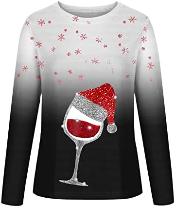 Maseенски џемпери мода 2023 година Нова Година Долга ракав екипа на екипажот за снегулки за вино графички џемпер градиентни кошули