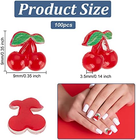 Olycraft 100 PCS 3D Cherry Nail Charms Cherry Resin Cabochons Red Nail Art Art Decoration Decorations For DIY Nail Art Decoration Supplies