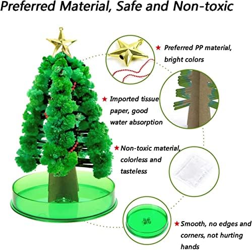 Кристал новогодишна елка, 2 парчиња магија што расте кристално новогодишно дрво, Божиќни украси, играчки за кристално дрво,