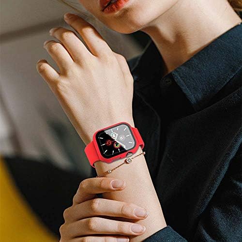 Vopteep Watch Case [Вклучен опсег] Компатибилен за Apple Watch Series 6/SE/5/4 Трајна мека силиконска лента со тенок целосен покриеност на мат тврд случај замена за iwatch