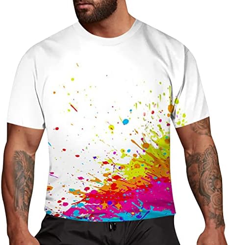 Bmisegm летна машка маица маица 3D шема печатени маици со краток ракав, обични графички маички мајчини маици