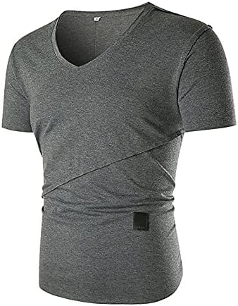 Машки кошули со вратот на вратот лето едноставна маица со кратки ракави со цврста удобна мека изведба Атлетски врвови