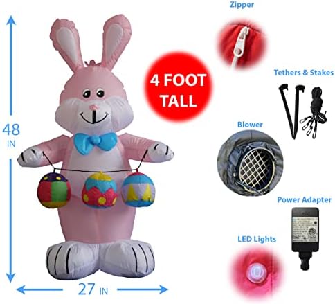Два пакет за украси на Велигденска забава, вклучуваат ситни за надувување на зајаче од 4 стапки со јајца во боја, и 4 нозе високи среќни велигденски