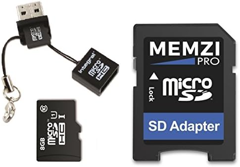 MEMZI PRO 8gb Класа 10 90MB / s Микро Sdhc Мемориска Картичка Со SD Адаптер и Микро USB Читач За Motorola Moto M, Z2 Play, E4 Plus,