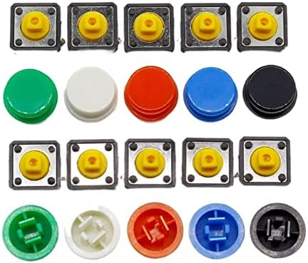 Gooffy Micro Switch 20pcs Тактилно копче за копче за тактилно копче Моментно 12 * 12 * 7.3мм копче за микро прекинувачи + прекинувачи