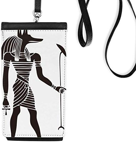 Антички Египет Анубис Тотем Фреско телефонски паричник чанта што виси мобилна торбичка црн џеб