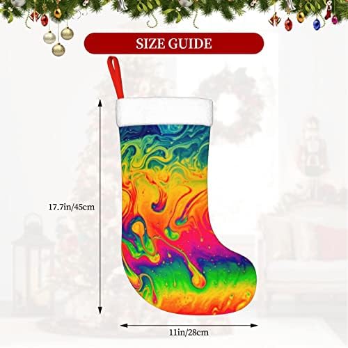 Вејмај фантазија боја Неон Божиќно порибување 18 инчи Божиќ што виси чорап класичен празник за украсување чорапи