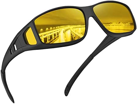 Тнаико Очилата За Ноќно Гледање Се Вклопуваат Над Очилата за Сонце За Мажи Жени, Ноќните Очила За Возење Се Обвиткуваат Околу