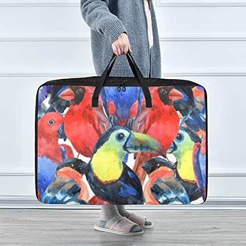 Торба за Складирање Облека Од емеливор Под Креветот За Јорган-Тропски Папагал Со Голем Капацитет Шарена Торба За Организатори