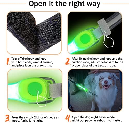 Laroo осветли јака за кучиња со најлонски налепници, универзални додатоци за блескави јаки за поводник, силиконски водоотпорно куче