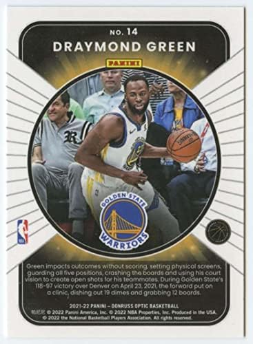 2021-22 Победник на Оптика Донарс останува 14 Дрејмонд Грин Стејт Вориорс во НБА кошаркарска трговска картичка за трговија со