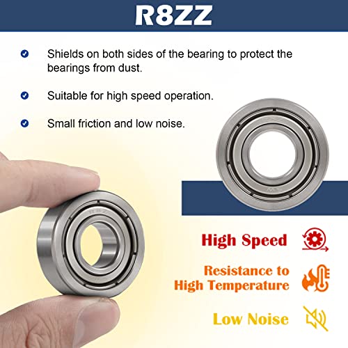 16PCS RM2-2RS 3/8 '' Roller Ball Leabing V Groove Rubber Запечатена линија за запечатена линија и 10 парчиња R8zz Двоен метал Заштитени лежишта