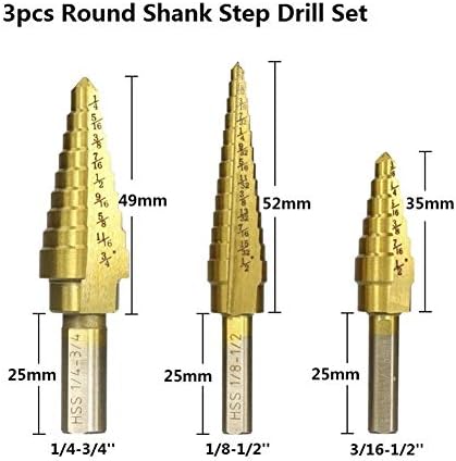 DIY чекор вежба 1/8 -3/4 инчен чекор вежба бит титаниум обложена HSS конусна бит за дрво/метална дупка за вежбање чекори