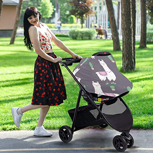 Слатка алпакас кактус капаци за седишта за бебиња - шетач за капакот на количката, мулти -употреба на крошна на автомобили, за момче