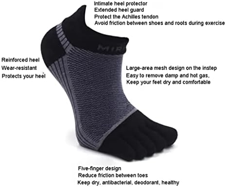 Чорапи 3 пара со големи димензии чорапи за пети за мажи чешлаа памучни мрежи што дишат атлетски чорапи со прсти ЕУ40-46