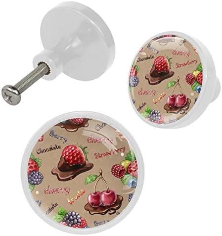 Пакет Tbouobt 4 - Копчиња за хардвер, копчиња за плакари и фиоки, рачки за фустани на фарма, овошје од малина од јагода од чоколада