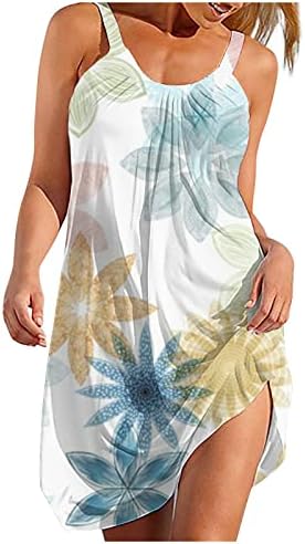 Letterенски летни фустани на jielayou, плажа бохо, цветни печатени проточни поглавави суровини, трендовски симпатичен екипаж, без ракав