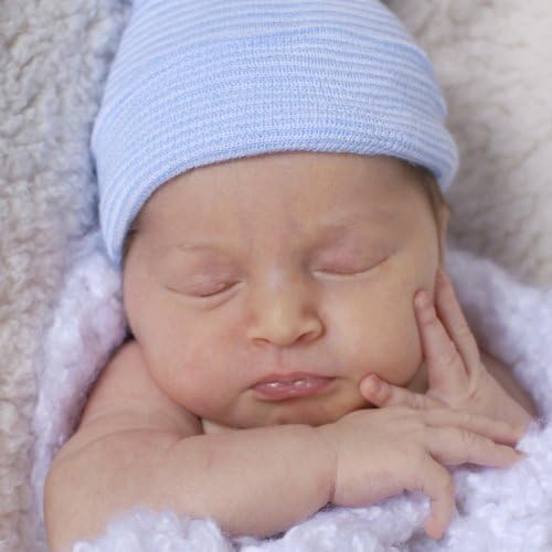 Мелодиптичност Новороден болнички капа сина и бела лента - 2 болничка ткаенина - Капче за бебиња за новороденчиња