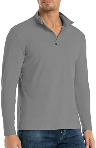 Картуничен машка 1/4 поштенски пуловер со долги ракави кошула обична тенок фит памук потсмев на вратот работа голф кошули
