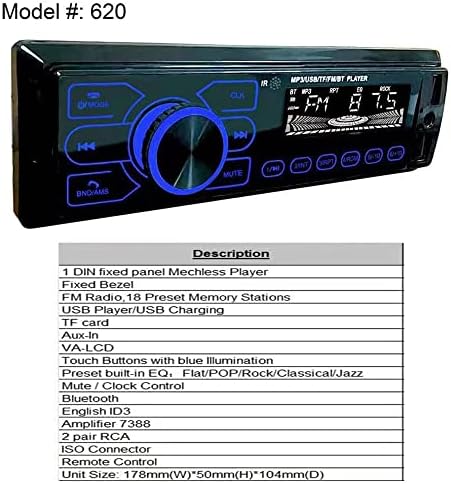 Мултимедијален автомобил стерео MP3 плеер, Bluetooth, NFC, USB, AUX врска, далечински управувач