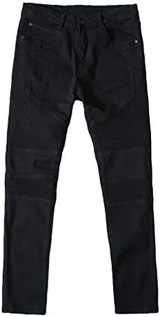 Машки моторцикл Андонџивел Тенок се вклопи во плетени хеланки Еластични слаби фармерки со панталони со џеб за копче за патент