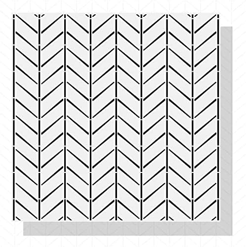 Midenco 4 парчиња рустикален харингбон wallиден матрил 12x12 инчи, шевронски wallидни матрици за сликање голема шема, модерни геометриски