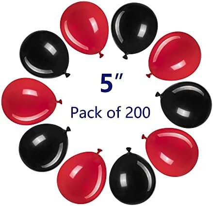 5 Црвени Црни Балони Од Латекс 200 парчиња Мини Балони Украси За Забави