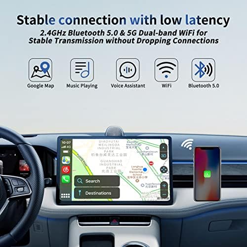 Безжичен Адаптер CarPlay Apple Carplay Безжичен Dongle Одговара За Сите Фабрички Жични Автомобили CarPlay, Конвертирајте Жичен Во безжичен Carplay 5ghz Wifi Автоматско Поврзување Без Одл