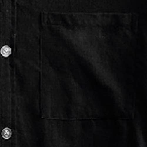 Кошули за постелнина XXBR за мажи, копче за долг ракав со долги ракави надолу на гроздобер плажа врвови деловна обична кошула со џеб