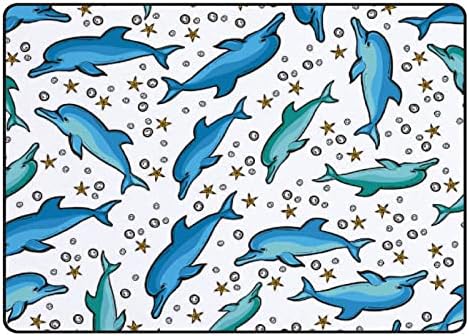Xollar 60 x 39 во големи детски области килими сини делфин риба мека расадник бебе плејматски килим за детска соба за играње