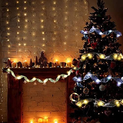 NC LED светла Стринг светла Декорација на новогодишна елка за украси на елки за свадбени кутии за пакување лента светла сребро