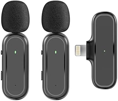 2 Пакувајте безжични микрофони лавалиер микрофон за iPhone iPad, безжичен двојно мик и чип за намалување на бучавата за снимање