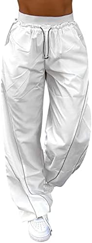 Keusn Baggy Cargo Pants for Woman Y2K со низок половината Баги падобран панталони y2k вежбање панталони со џебови улична облека