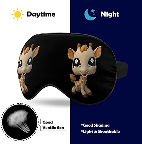 Girирафа Смешна симпатична маска за спиење лесна маска за слепи маски за очи со прилагодлива лента за мажи жени