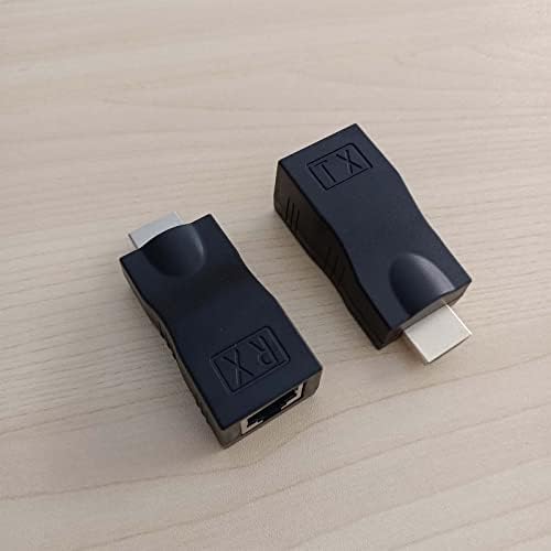 Medsuo Black HDMI Extender, HDMI до RJ45 мрежен кабел за конвертор на конверторот на конверторот над CAT 5E / 6 1080P Вклучени