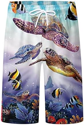 Стимки за пливање мажи пливаат шорцеви од 5 инчи за дишење на плажа летни палми печатење еластични панталони на плажа на половината