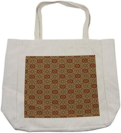 Торба за купување торба за мандала Амбесон, Апстрактна Флора Модел Средновековна дизајн на мозаик плочки, еколошка торба за еднократна употреба