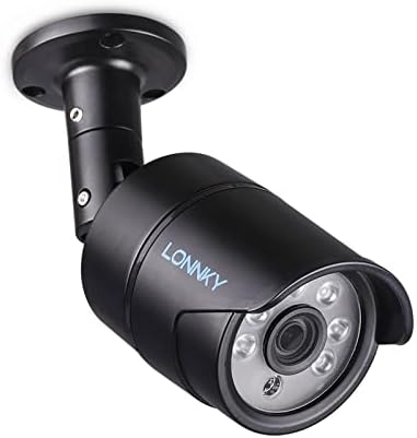 Безбедносна камера Lonnky 1080p, 2MP жичен CCTV камера на отворено за AHD DVR Security Camera System, Hybrid 5 -In -1 Надзор DVR Ricder, 120FT IR Night Vision, водоотпорен куршум
