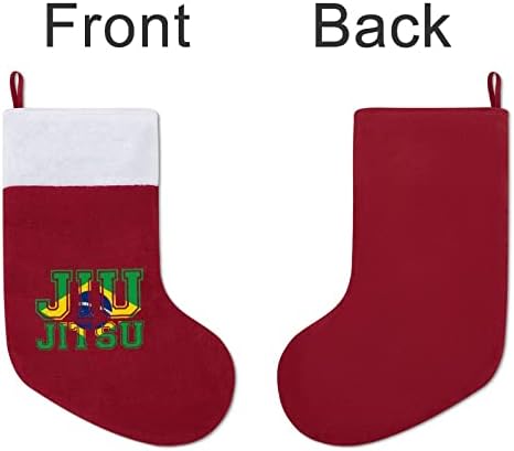 Jiиу itsитсу Брази знаме Божиќно порибување Божиќно дрво камин виси чорапи со кратка кадифен манжетна за украсување за домашен одмор
