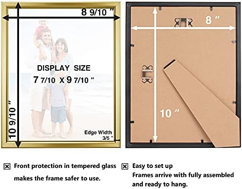 Lavie Home 8x10 Рамки за слики Едноставна дизајнирана фото рамка со стакло со висока дефиниција за монтирање на wallидови и табела,