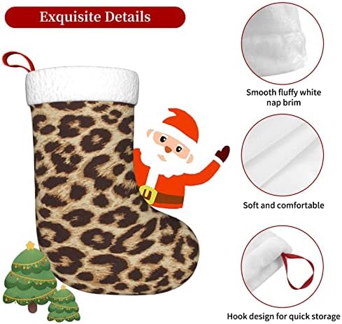 Cutedwarf леопард печати Божиќно порибување Божиќни празници за одмор камин виси чорапи 18 инчи чорапи