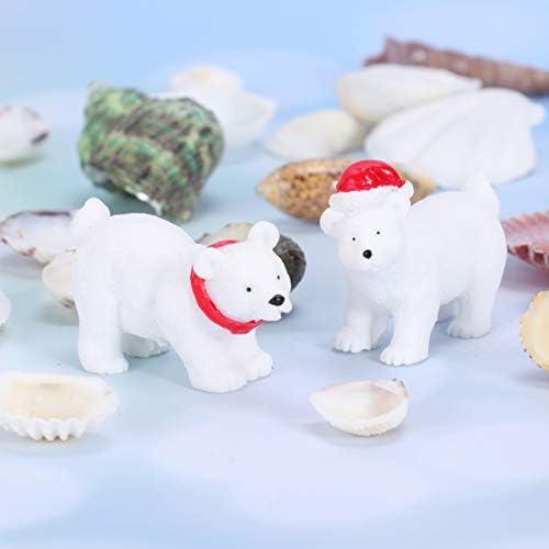 Виномо 6 парчиња минијатурни поларни мечки Божиќни минијатурни украси мини поларни животински играчки фигурини самовила градинарски