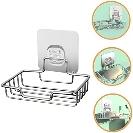 Cabilock 2 парчиња држач за сапун од не'рѓосувачки челик удобно сунѓер кутии бања за складирање сребро складирање решетката од не'рѓосувачки