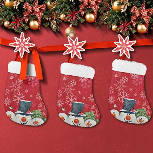 Dreaweet симпатична снежна мини Божиќни чорапи, 3 парчиња божиќен декор држач за прибор за јадење, торба со торбичка со бонбони, торба