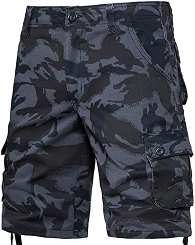 Машки карго-шорцеви опуштени вклопуваат камо воени шорцеви на отворено мулти-џеб летни обични карирани панталони за обука