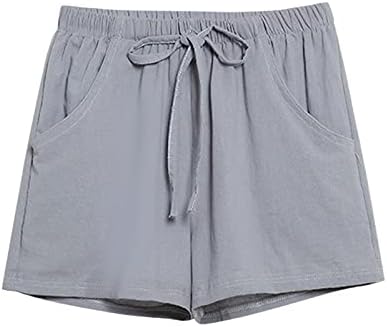 Водење шорцеви жени летни истегнати хеланки и еластични кратки женски панталони цврсти постелнини памучни џебни половини лабави