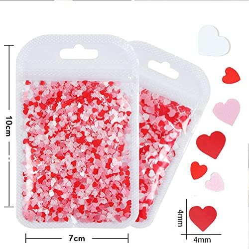 2 торби в Valentубените ден на срцев сјај сјајни холографски розови црвени loveубов срце форма 3D сјајно козметички дизајн нокти уметност